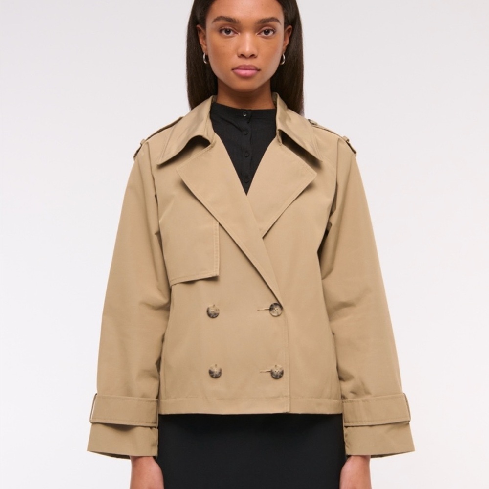 Abercrombie & Fitch Tan Double-Breasted trench